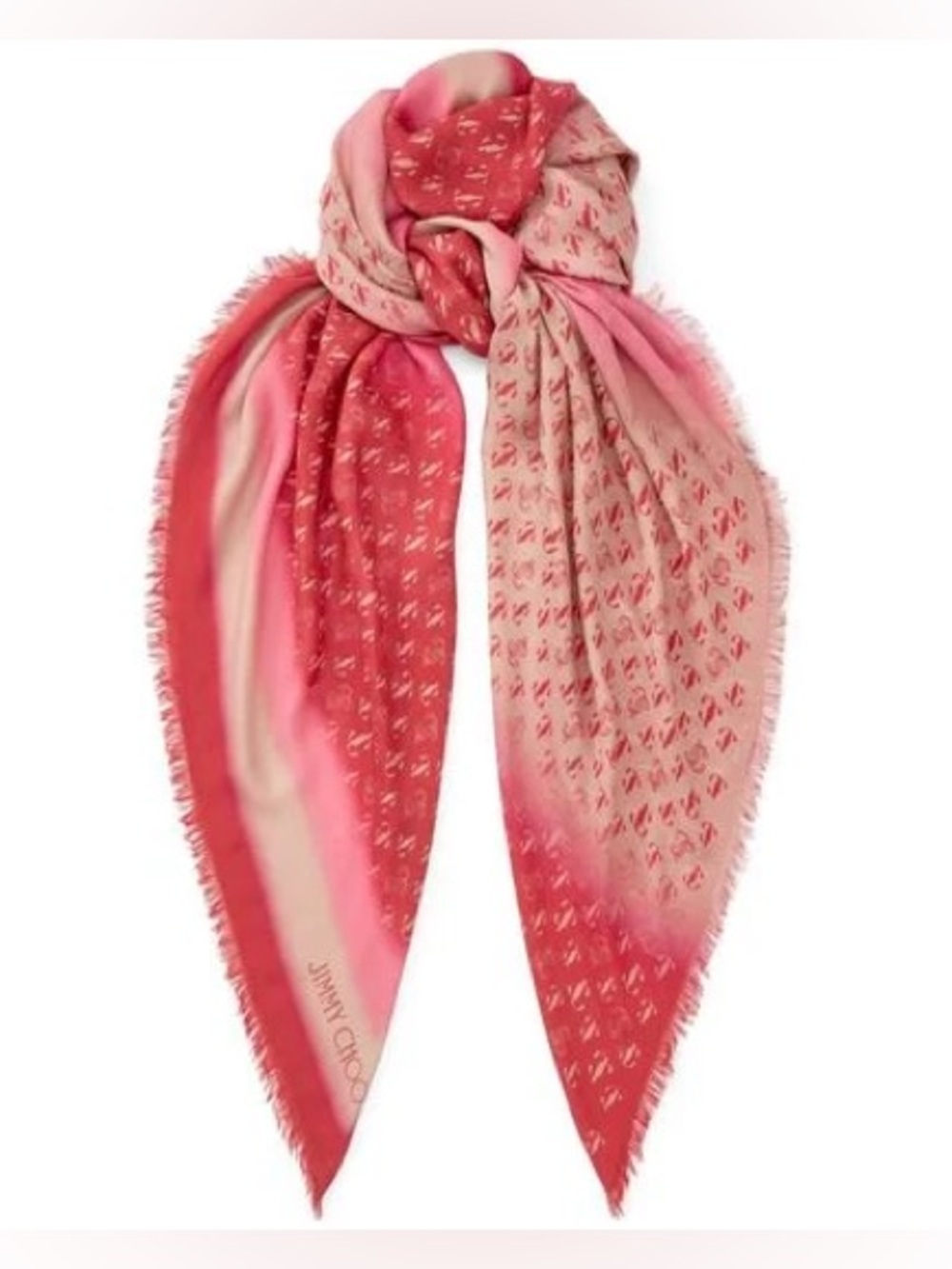 Jimmy Choo Katja Monogram Cashmere & Modal Jacquard Shawl – Multicolor Gradient